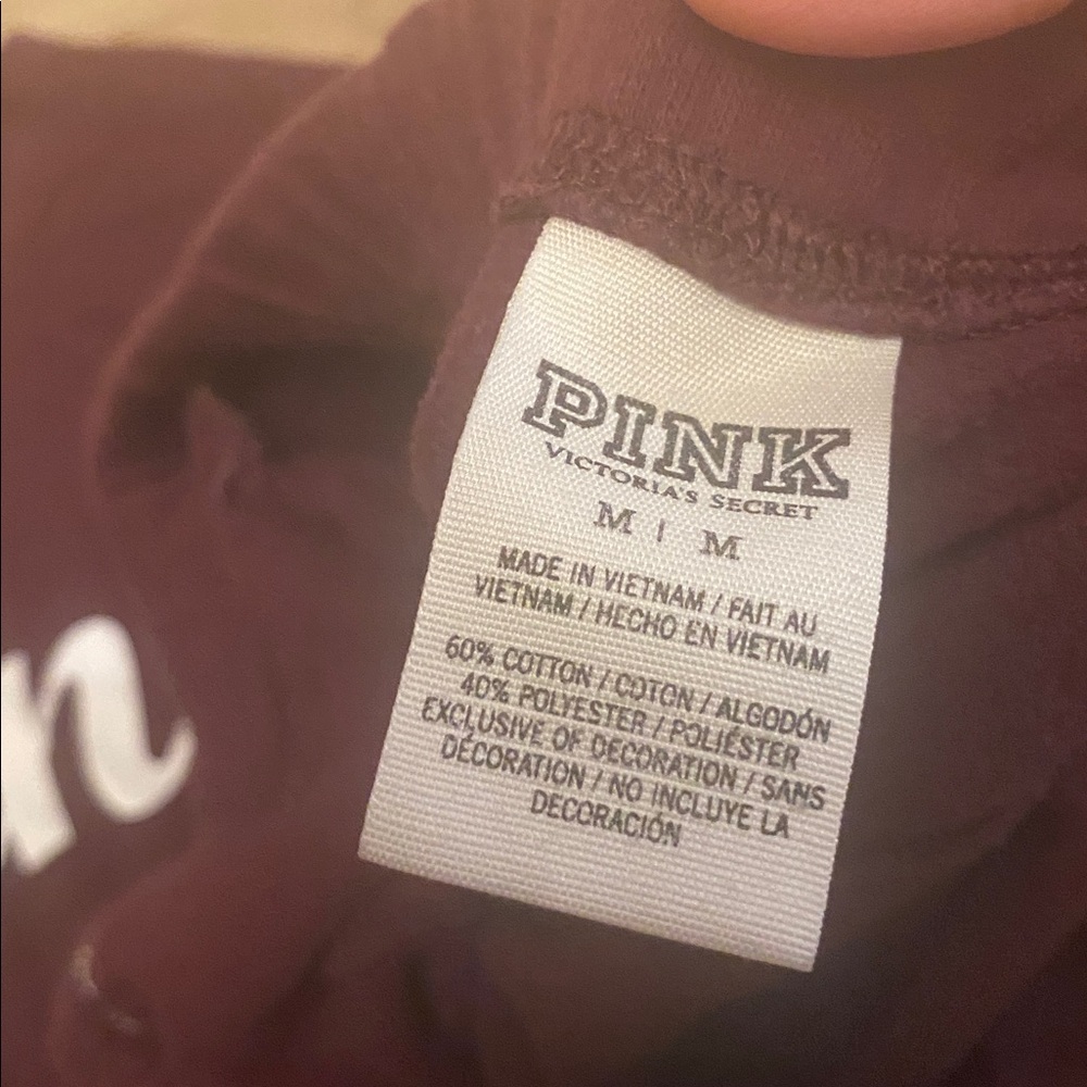 PINK Victoria's Secret Maroon Logo Pajama Set with White Script - Picture 5 of 7